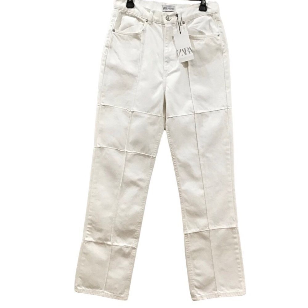 High Waisted Jeans, White, Zara, Size 10